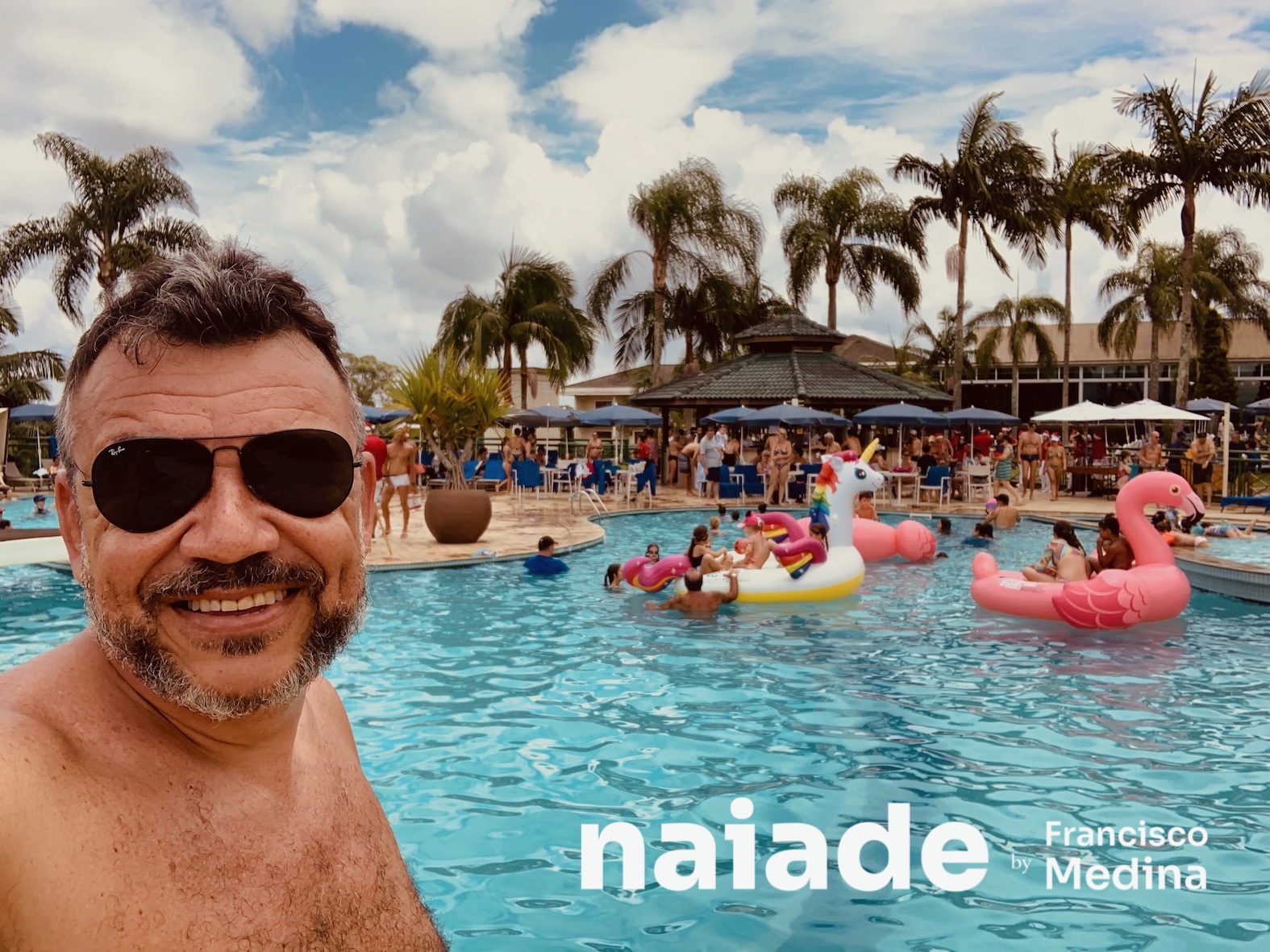 Chico da Naiade na piscina do ClubMed Lake Paradise