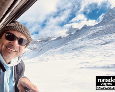 Chico no Bernina Express com a Naiade em 2023