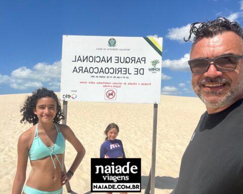 Pai e Filhas em Jericoacoara em 2023 coma Naiade