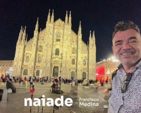 Chico da Naiade no Duomo a noite em Milão na Itália em 2023