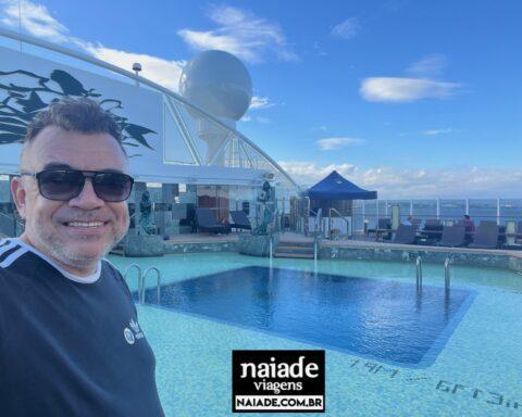 Chico no Msc Seaview viajando no Yacht Club aqui o Sundeck - Viagem Naiade 2024