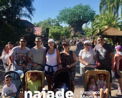 Chico e Grupo Naiade no Animal Kingdom Carrinho de Bebe na Disney