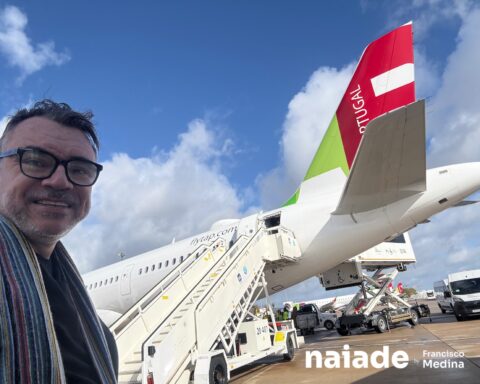 Chico da Naiade no Aeroporto de Lisboa voando Tap