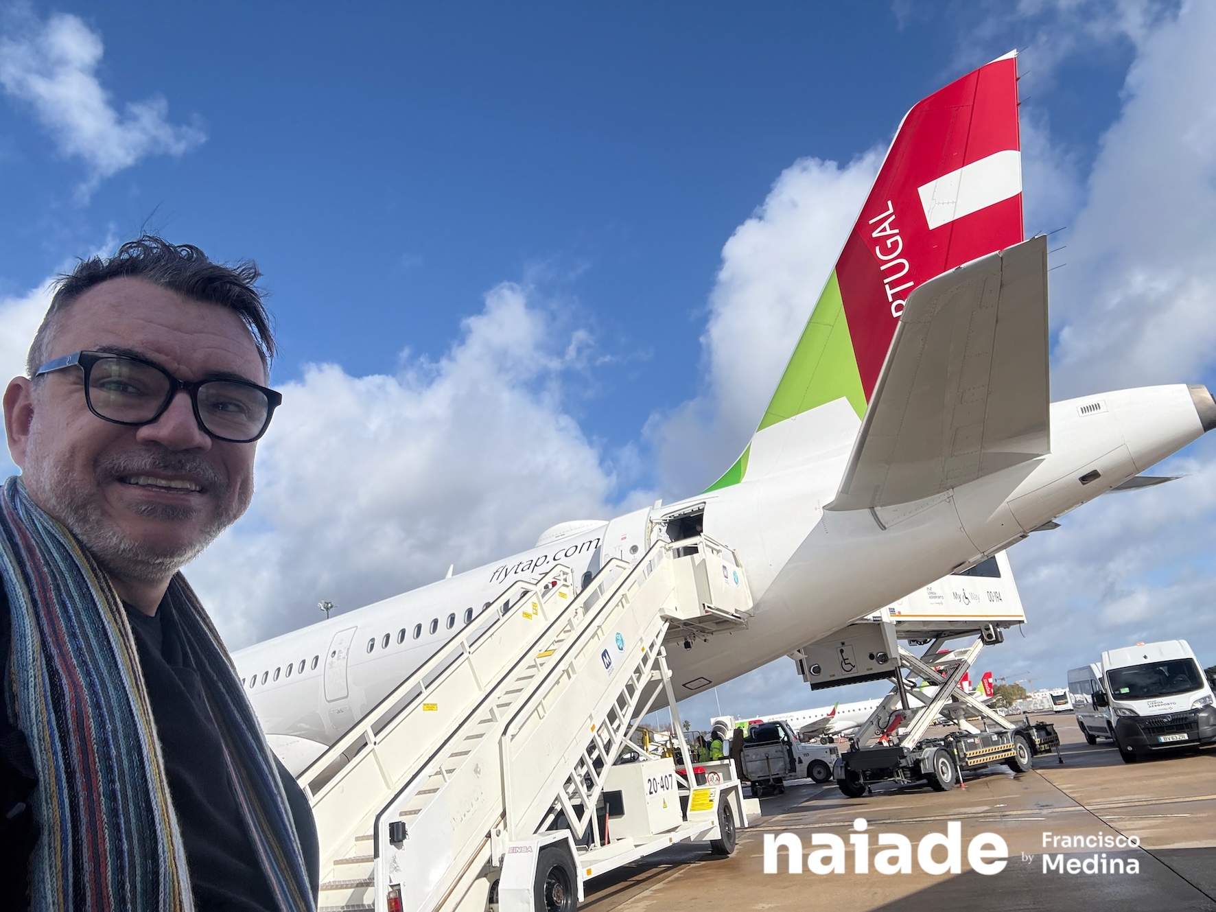 Chico da Naiade no Aeroporto de Lisboa voando Tap