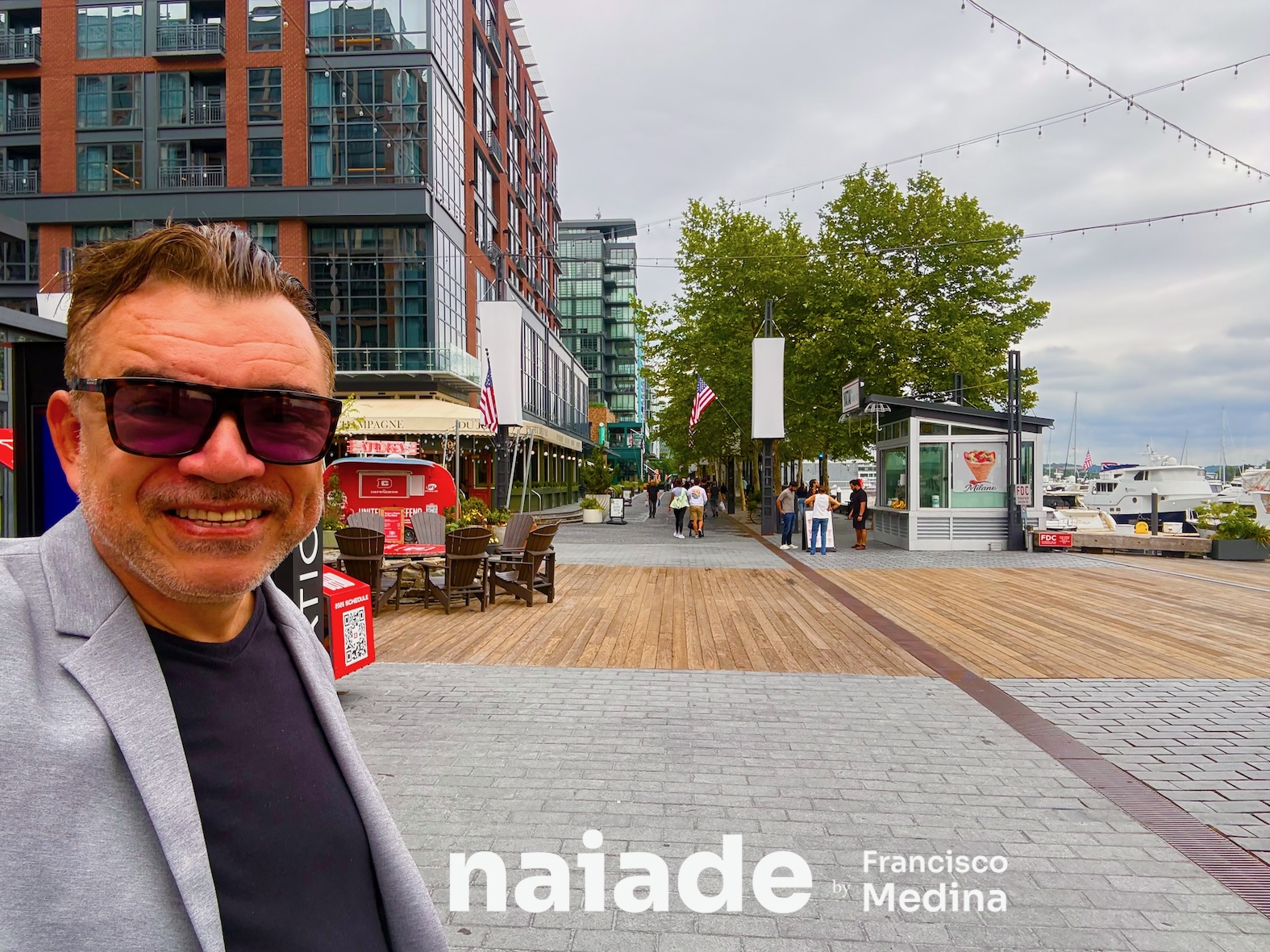 Chico da Naiade no The Wharf onde DC encontra o mar durante o treinamento em Washigton em 2026